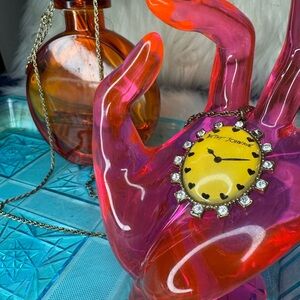 Betsey Johnson Clock Pendant Necklace